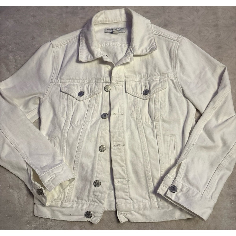 Lucky Brand Women's White Stretch Denim Jean Jacket, Small‎